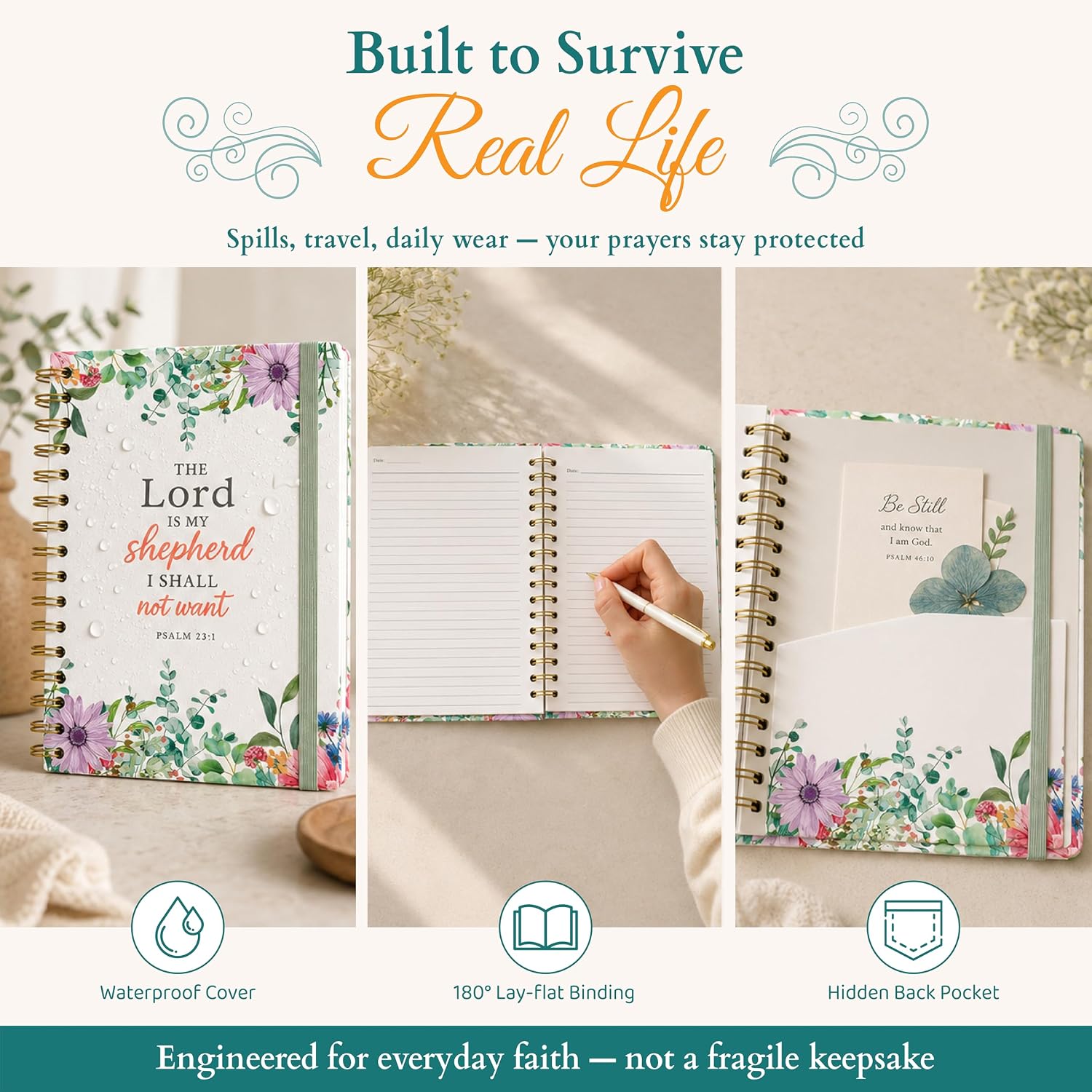 Hardcover Blank Christian Notebook – 140 Pages – Psalm 23:1 image 4