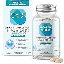 Health & Her Weight Management Probiotics for Women - Perimenopause & Menopause Supplement - Clinically Studied 50bn CFU Probiotics to Support Gut Health, Energy, Mood & Mind, Vegan 60 ct - 1 Month