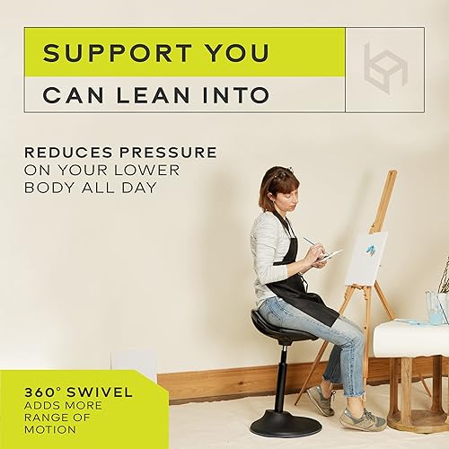 Miniatura 3 de bonVIVO Silla de escritorio de pie  Silla ergonómica para escritorios de oficina altos con soporte trasero y asas para postura y equilibrio