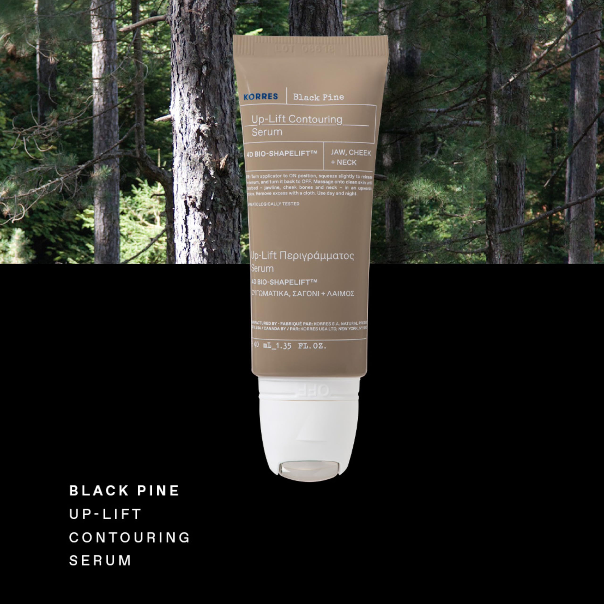 korres BLACK PINE 4D BioShapeLift Up-lift Contouring Serum Yanak, Çene ve Boyun Bölgesi İçin 40ml, 5002955282