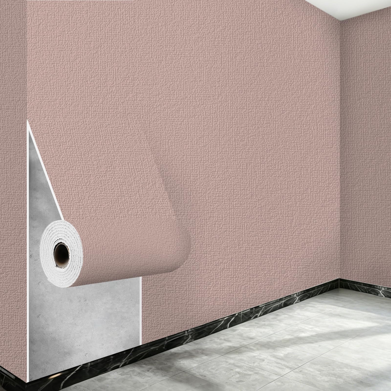 Anttyscar 3mm Thicken Thermal Insulation Wall Sticker Room Cold-Proof Self-Adhesive Wallpaper 3D Wall Panels Peel and Stick Wallpaper, Waterproof PE Foam for Living Room, and Kids Bedroom, Pink — image 1