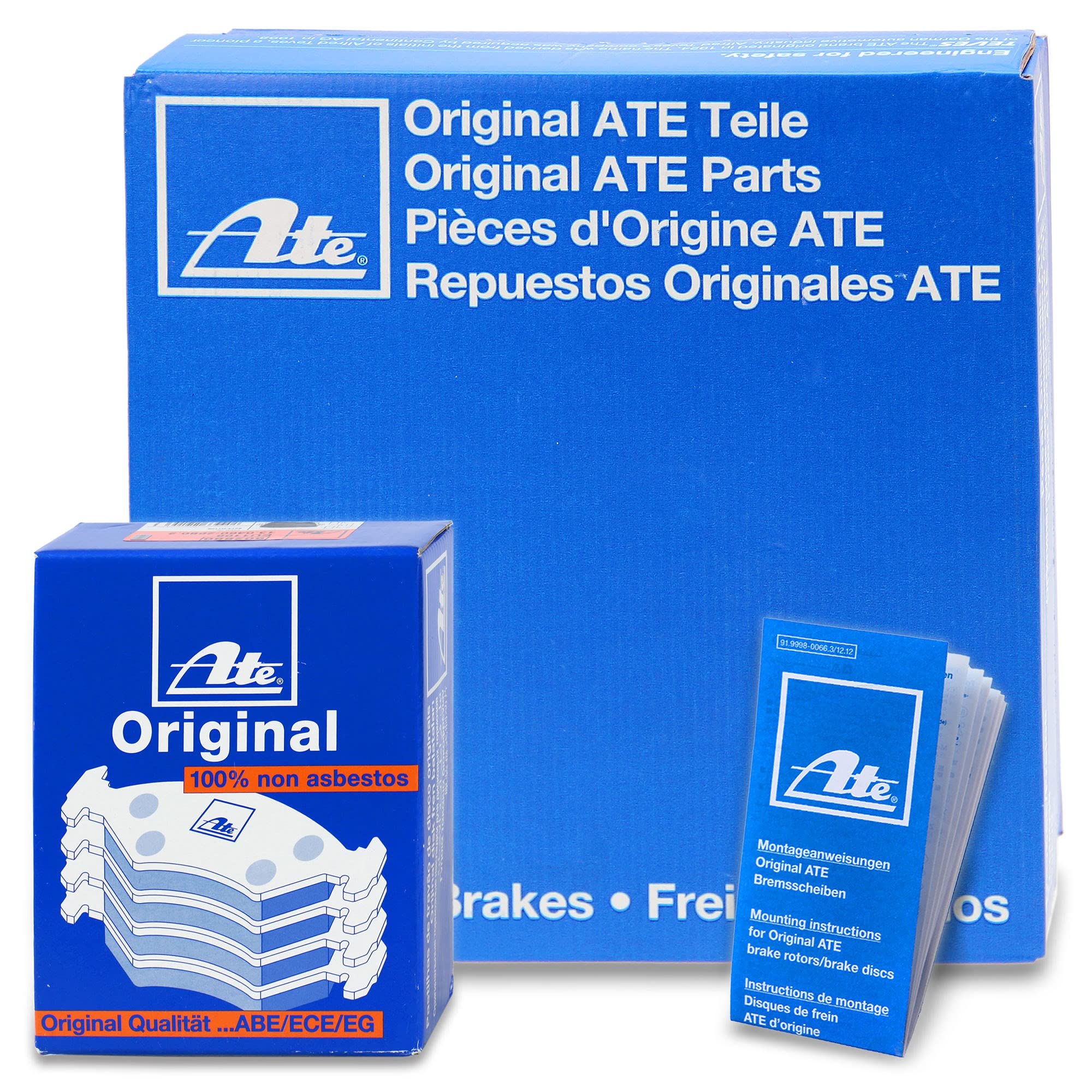 ATE Bremsenset Hinterachse inkl. Bremsscheiben hinten Ø 253 mm voll Hinterachse und Bremsbeläge hinten Kompatibel mit AUDI A3, SEAT LEON, TOLEDO, SKODA OCTAVIA, VW BEETLE, CADDY, GOLF, JETTA, SCIROCCO