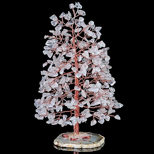 Miniatura 8 de Árbol de la vida de cristal de cuarzo transparente, base de rodajas de ágata de geoda, árbol de chakras para energía positiva, árbol de piedras