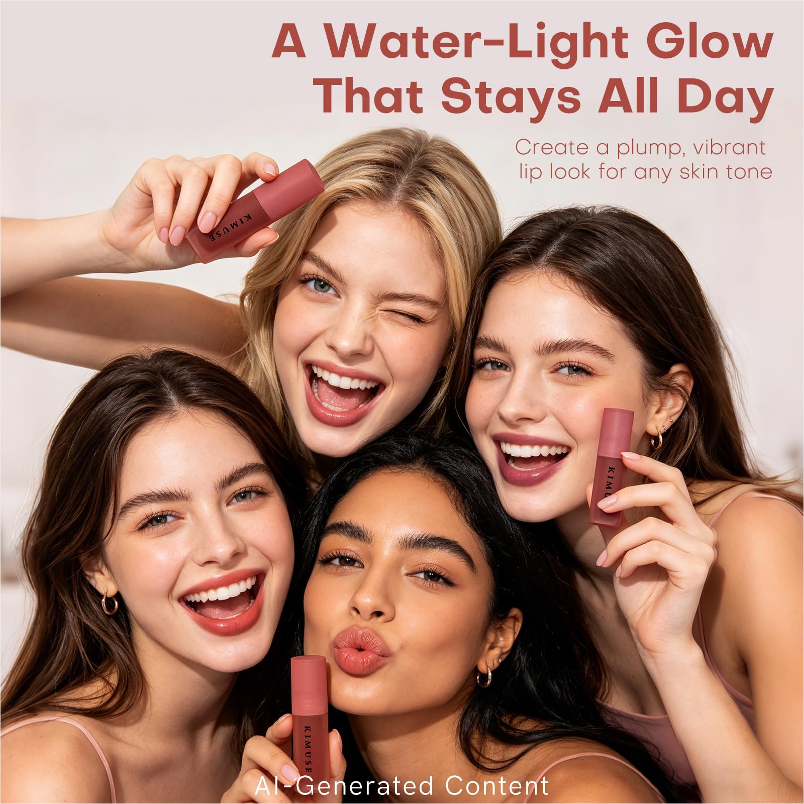 KIMUSE Water Lip Tint, Rouge à lèvres liquide Lip Stain Set 6PCS | Hydratant Léger Très pigmenté Longue durée, hydratant Finition brillante