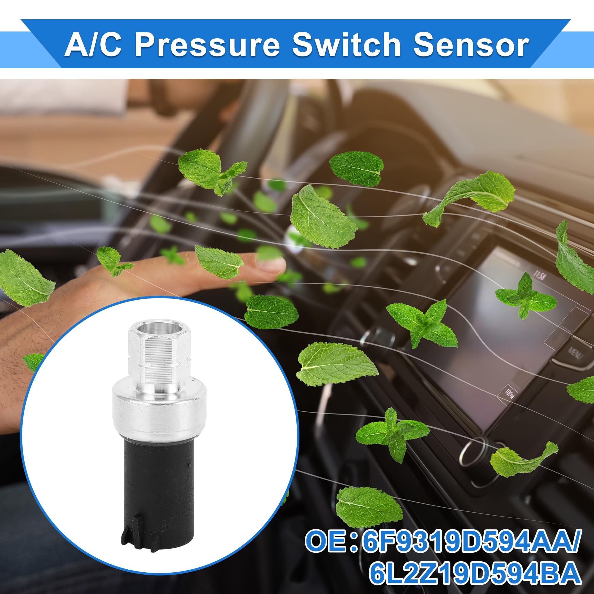 Sensor De Presión Del Aire Acondicionado Para Ford Edge 07-10 | Material Metálico Y Plástico, Color Negro Plateado, Voltaje Dc 12V, Oe 6F9319D594Aa/6L2Z19D594Ba, Para Ford Escape 2008-2012