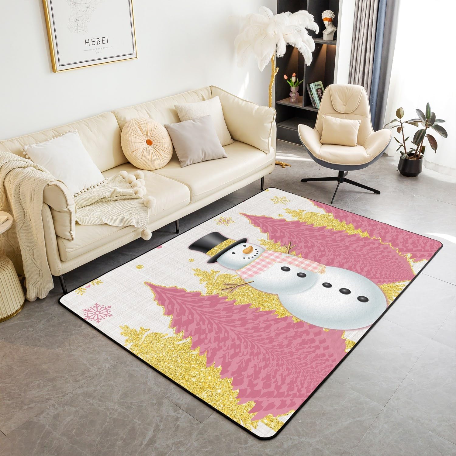 Tapis de salon thème de Noël facile d'entretien et ultra résistant 180x280