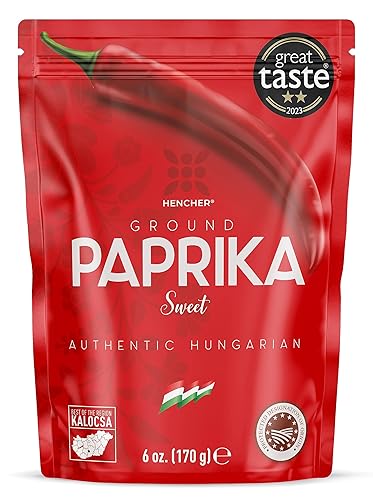 Pimentón húngaro en polvo artesanal dulce (6 oz170 g) Ganador de los premios Great Taste Awards, sin OMG, importado de Hungría, color increíble,