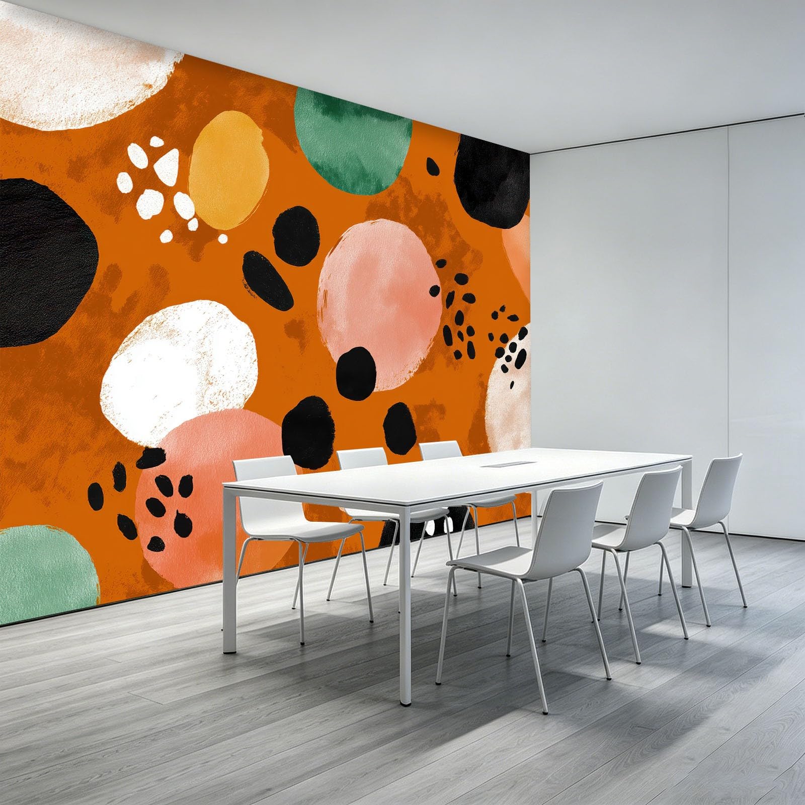 Panoramiczna tapeta 3D 250 x 175 cm abstrakcyjne geometryczne terazzo kolorowe bloki tapeta z włókniny, plakat ścienny do dekoracji pokoju dziecięcego, łatwy w montażu, kolor pomarańczowy