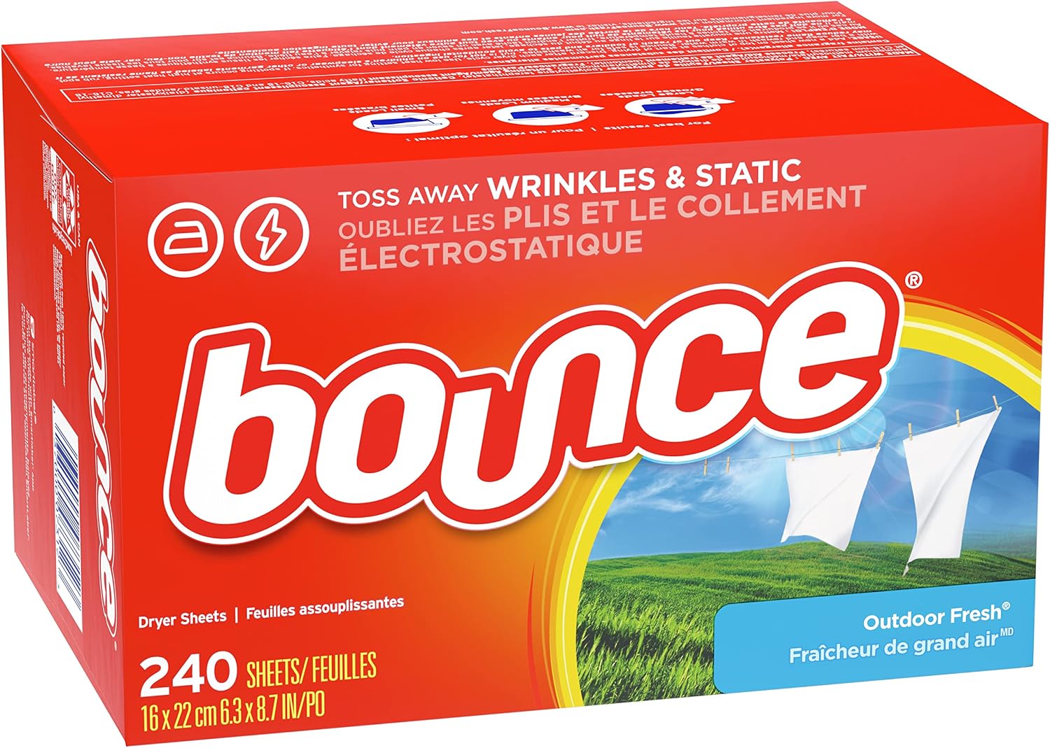 Bounce Fabric Softener Sheets, Outdoor Fresh, 240 Count