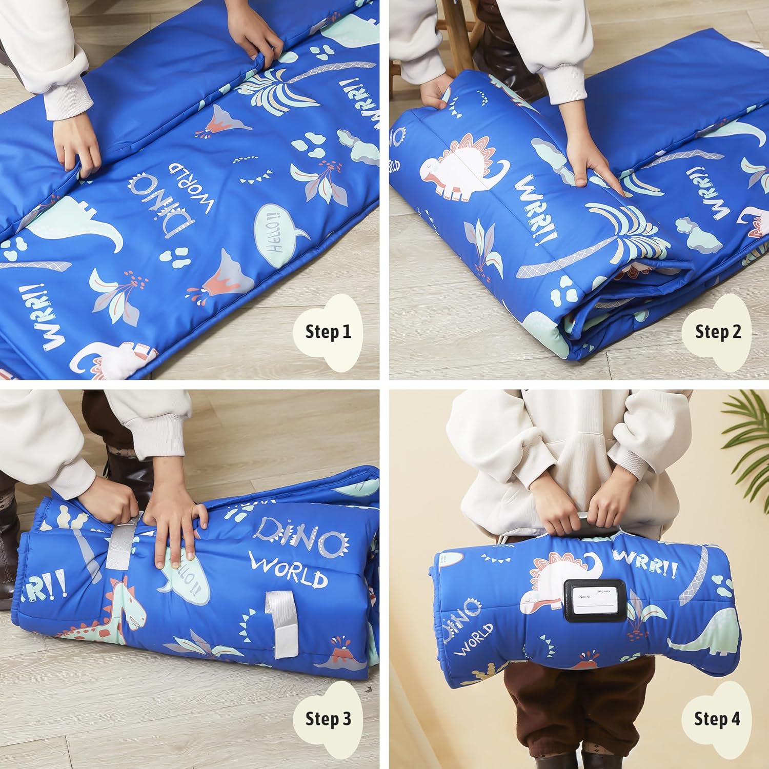 MORAIS Toddler Nap Mat with Pillow and Blanket, 52" x 20" Lightweight and Soft Nap Mat for Preschool, Daycare, Travel Sleeping Bags
