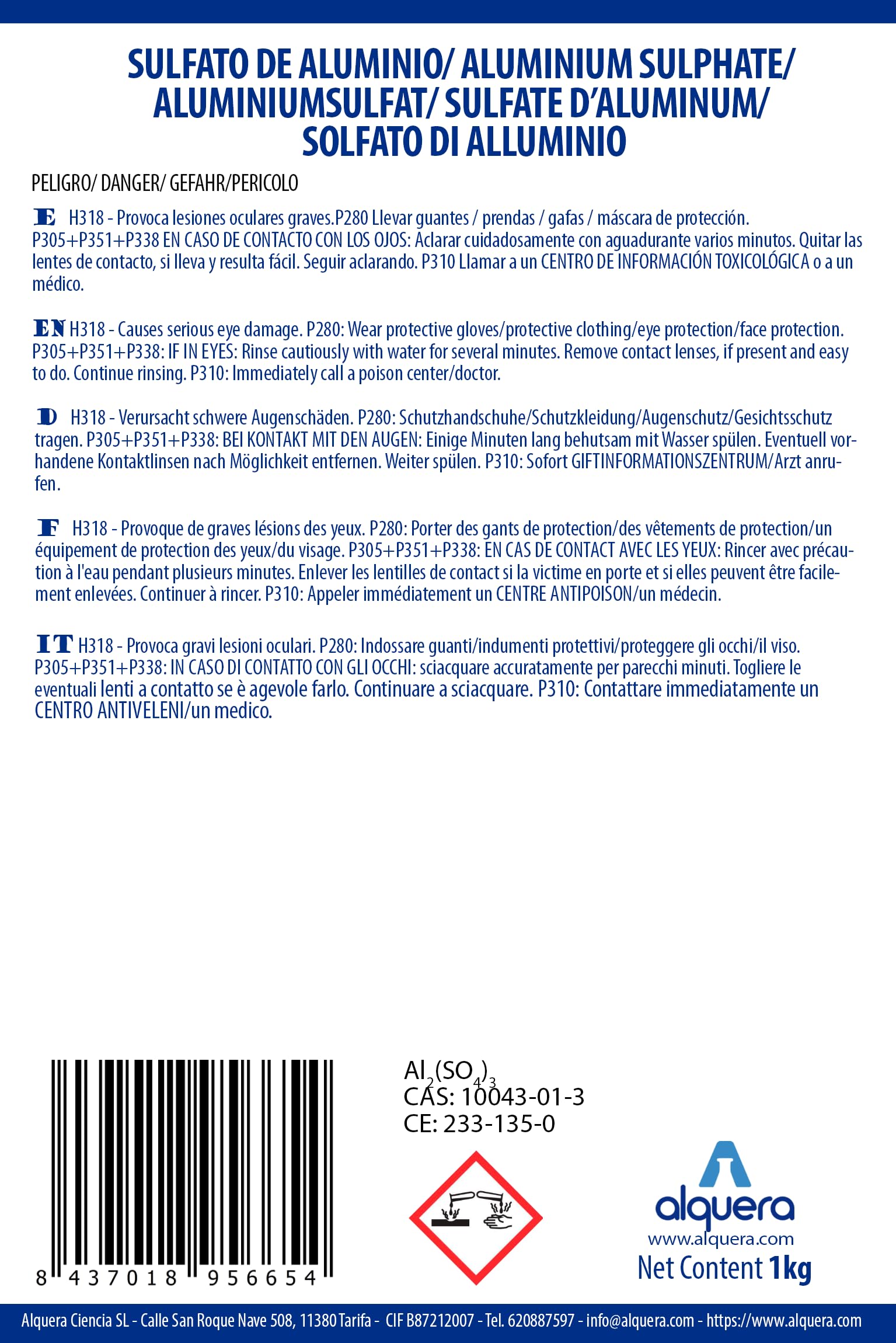 Sulfate d'Aluminium (1kg)