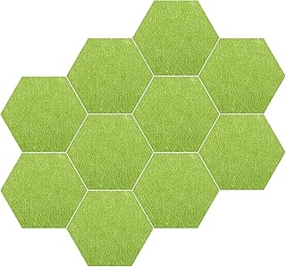 Set of 10 Hexagon Felt Pin Board Tiles + 50 Push pins, 5.9 x 7 x 0.43 inch, Notice Memo Bulletin Boards with Push Pins for Home Decor and Office, Decorative Pinboard for Kids