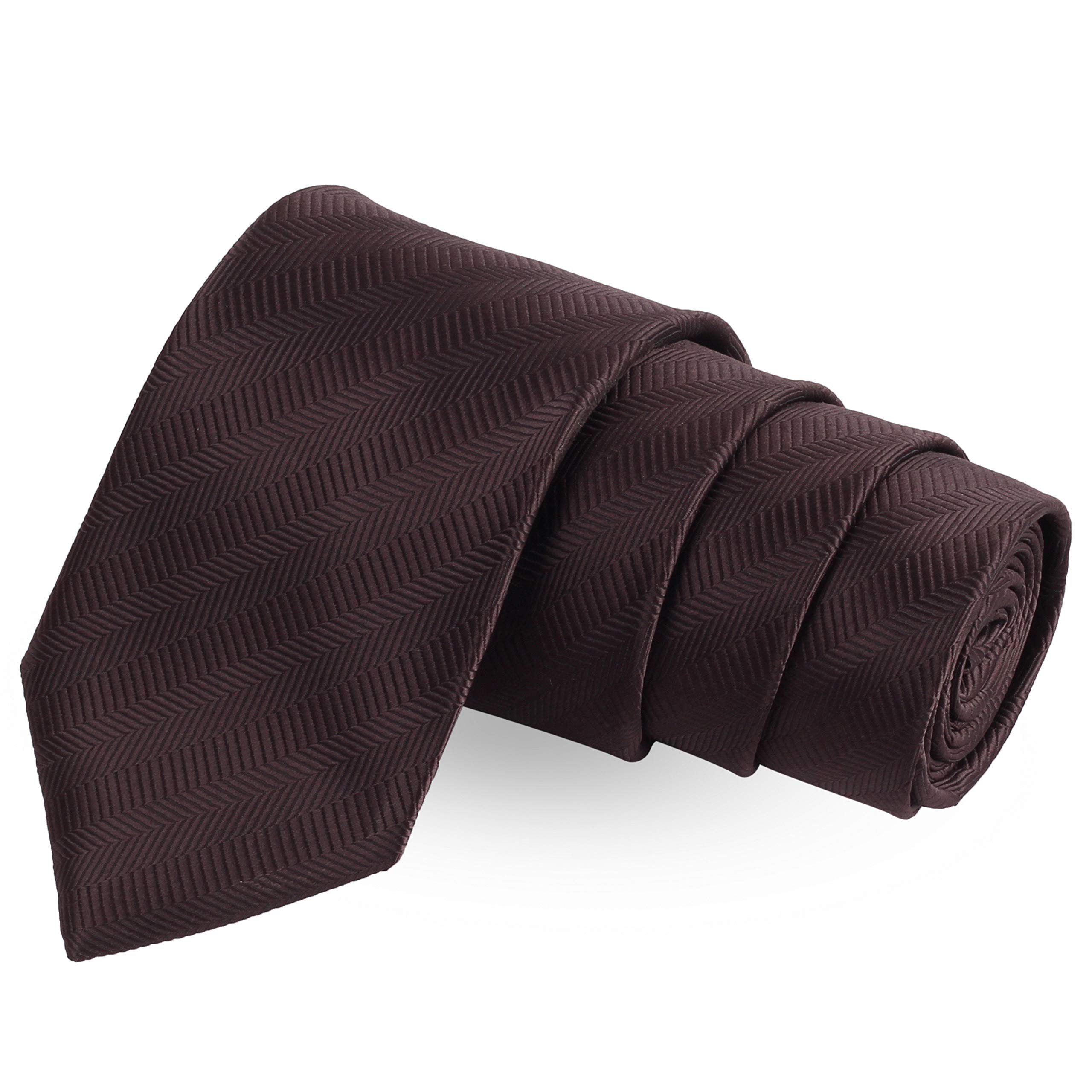 peluche Wavy Stripes Brown Colored Microfiber Necktie For Men-picture-43