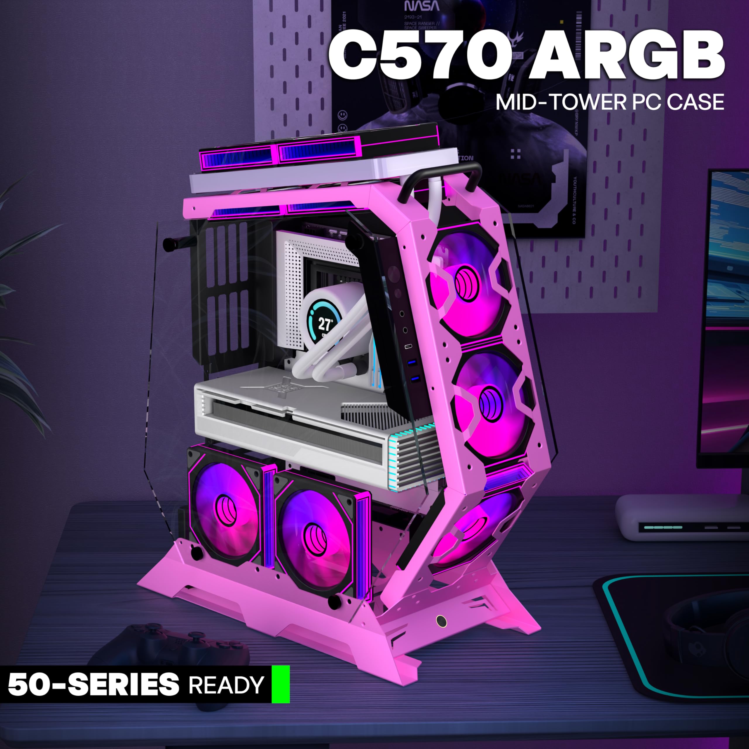 Amazon.com: KEDIERS PC Case C570 ATX Mid Tower Tempered Glass