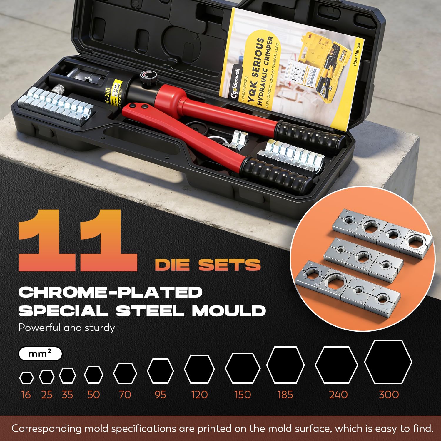 CGOLDENWALL Hydraulic Crimping Pliers YQK-300 Mechanical Crimper