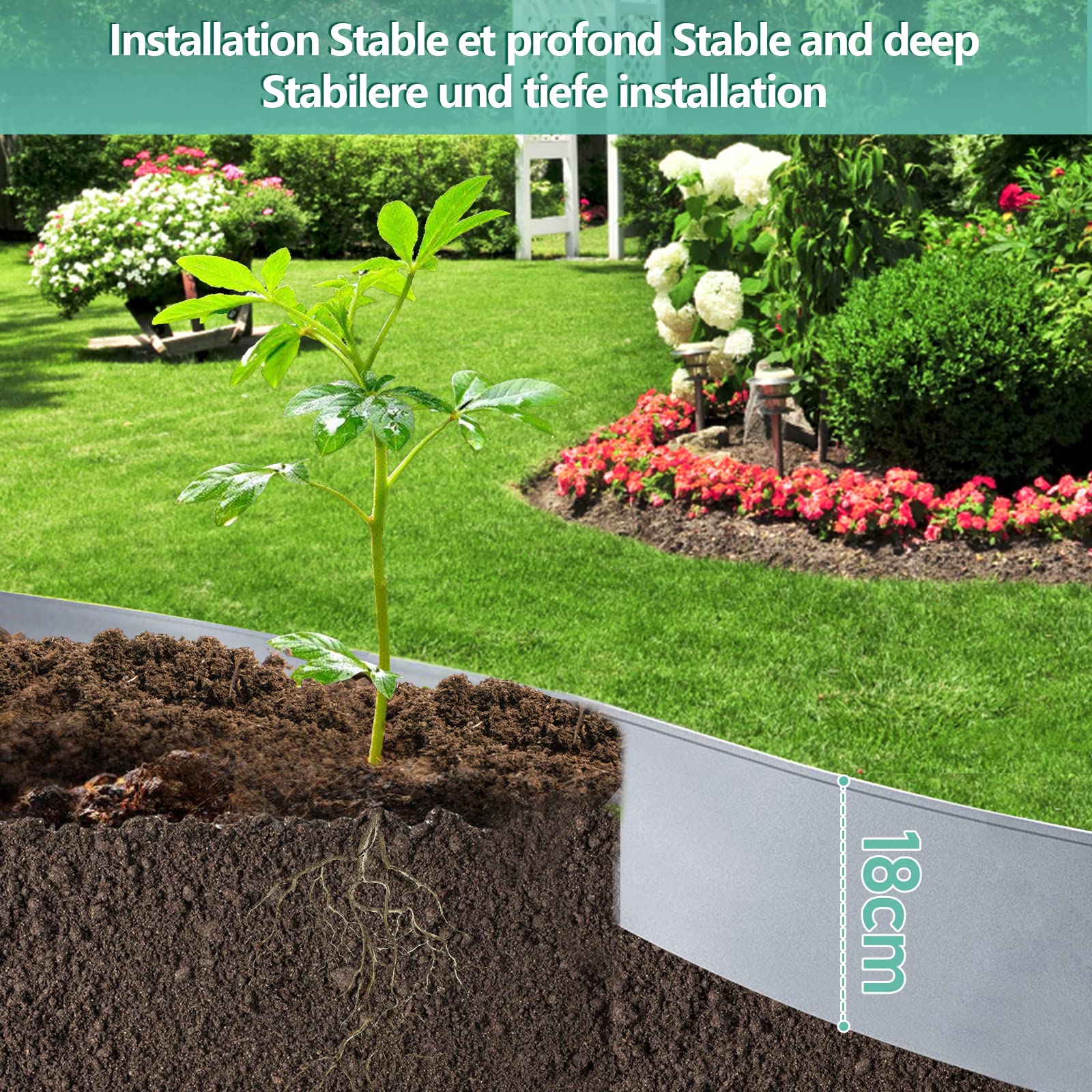 Bordi Aiuole In Metallo Zincato 50m - 100x18cm Per Pezzo, Spessore 0.7mm, Per Giardino - Foto 8