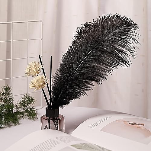 Miniatura 5 de 10 plumas de avestruz negro natural de 16-18 pulgadas 15.7-17.7 in para centros de mesa de fiesta de boda, decoración del hogar de Pascua