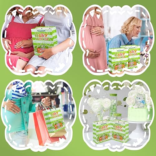 Miniatura 7 de BALDCC Bolsas de regalo grandes de 13 pulgadas para niño y niña, diseño de animales lindos con asas, papeles de seda, sobre y tarjeta para baby