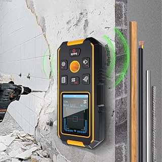 Stud Finder Wall Scanner, 3-in-1 Rechargeable Magnetic Metal Stud Finder for Wood/Non-Magnetic Metal/Joists/Pipes/Wires/AC Wires, with Positioning Hole, LCD Display&Audio Alarm