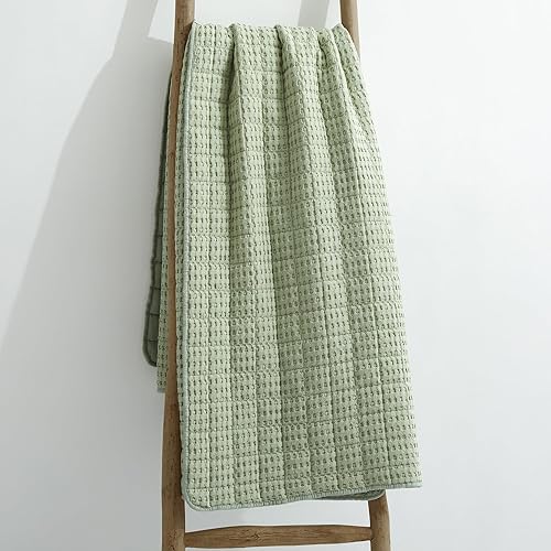 Miniatura 3 de Levtex Home - Mills Waffle - Manta - Waffle de algodón de salvia del desierto - Tamaño de la manta 50 x 60 pulgadas.