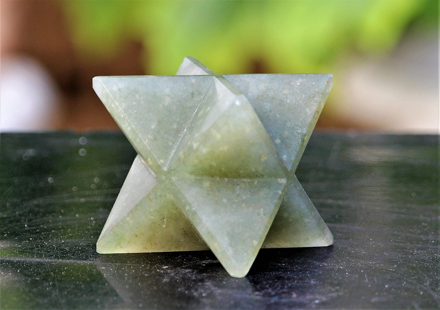 Polished Hand Carved Natural Green Aventurine Crystal Quartz Stone Merkaba (70mm) Chakra Healing Raw Tetrahedron Star Minerals Specimen Decorative