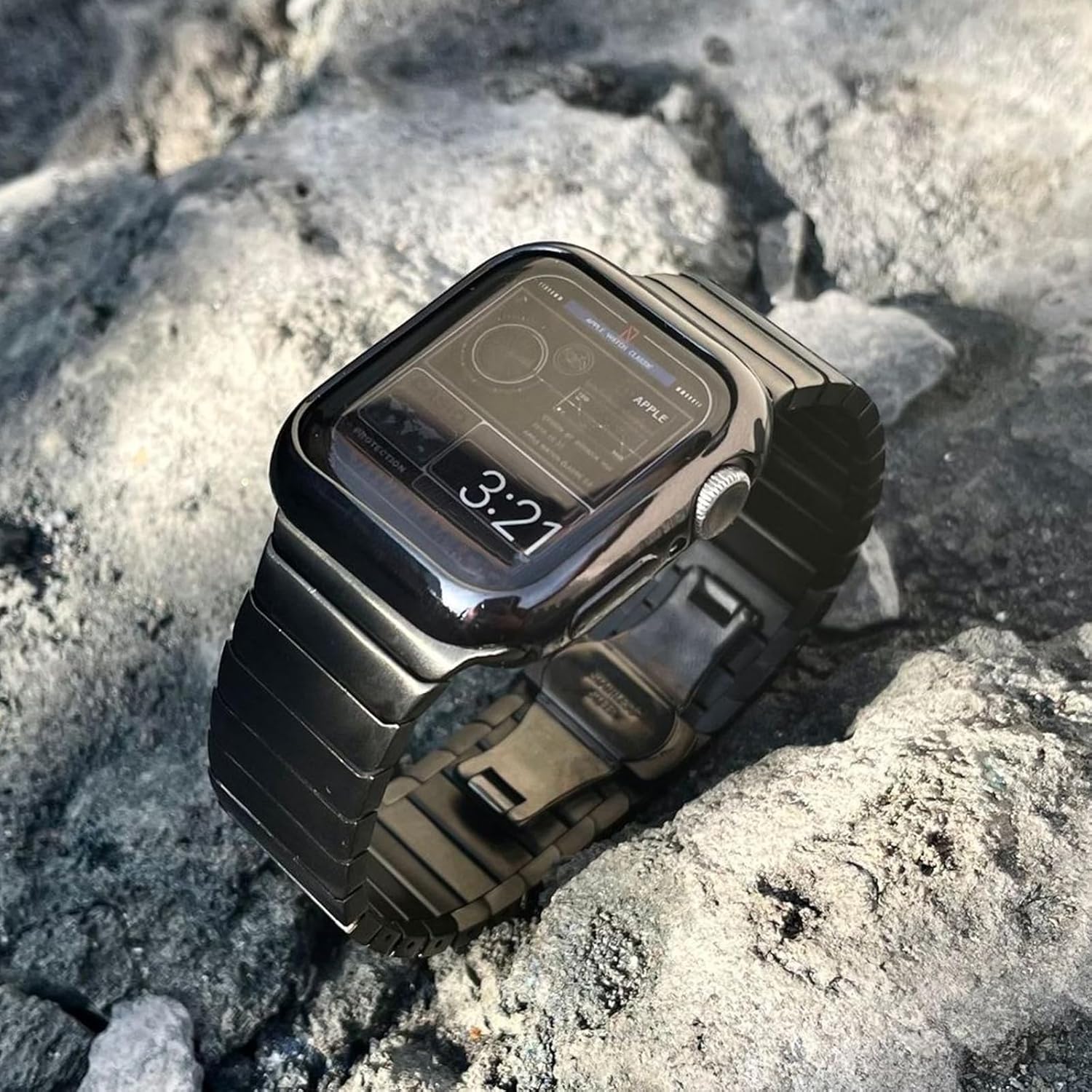 Compatible for Apple Watch Metal Bands, Black 42mm 44mm 45mm iWatch Strap Ultra10 9 8 7 6 5 4 3 2 1 SE,Simple and Stylish Smartwatch Wristband Women Men