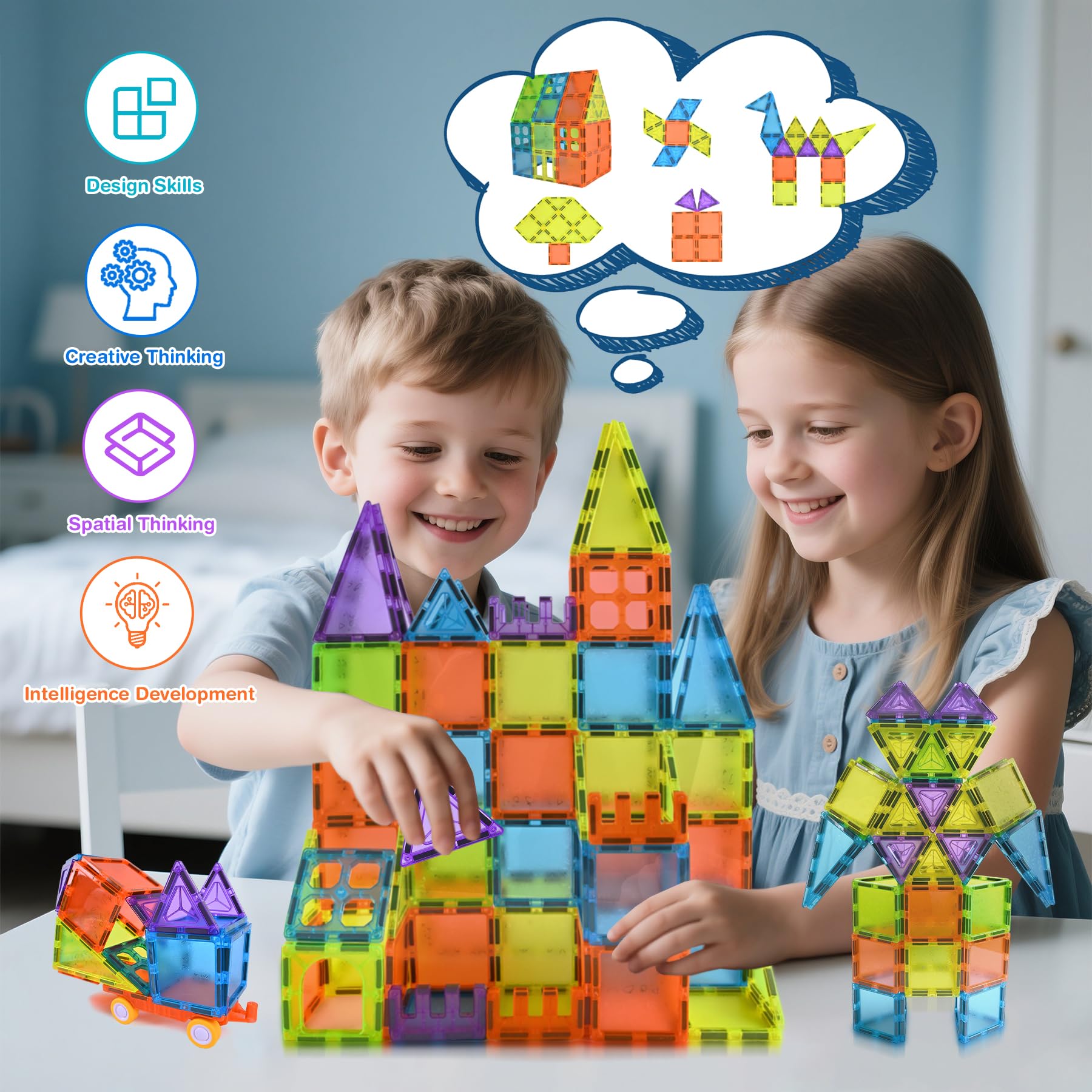 NAETANY Costruzioni Magnetiche, 92 Pezzi Giochi Magnetici per Bambini 3D Costruzione Magnetica per Bambini Educativi Calamite Montessori Costruzioni per Ragazza Ragazzo 3 4 5 6 7 8 anni