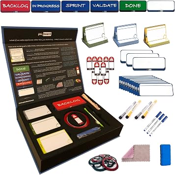 Agile Management Magnetic Cards Set, Scrum Board, Kanban Board Full Agile Kit for Project Management. Magnetic Scrum Cards and Kanban Cards Set for Project Boards, Project Planner, 114 Pieces