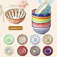 Vista 2 de 8 piezas de juego de cuencos de cerámica coloridos 10 onzas 4.75'' de porcelana para cocina, cuencos para sopa, cereal, servir para ramen, arroz