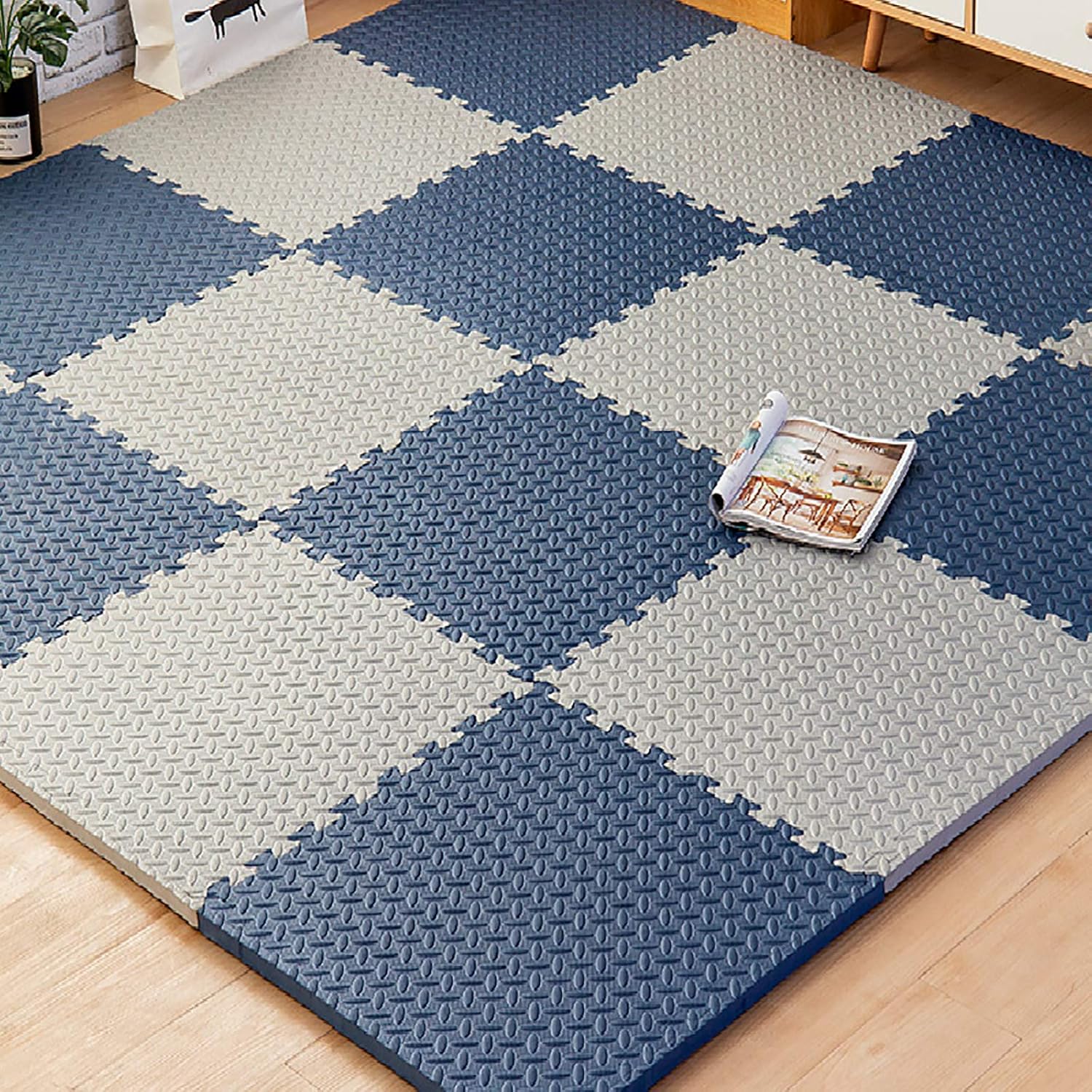 Kids Foam Puzzle Mat, 11.81X11.81X0.47In Soft EVA Two Colors