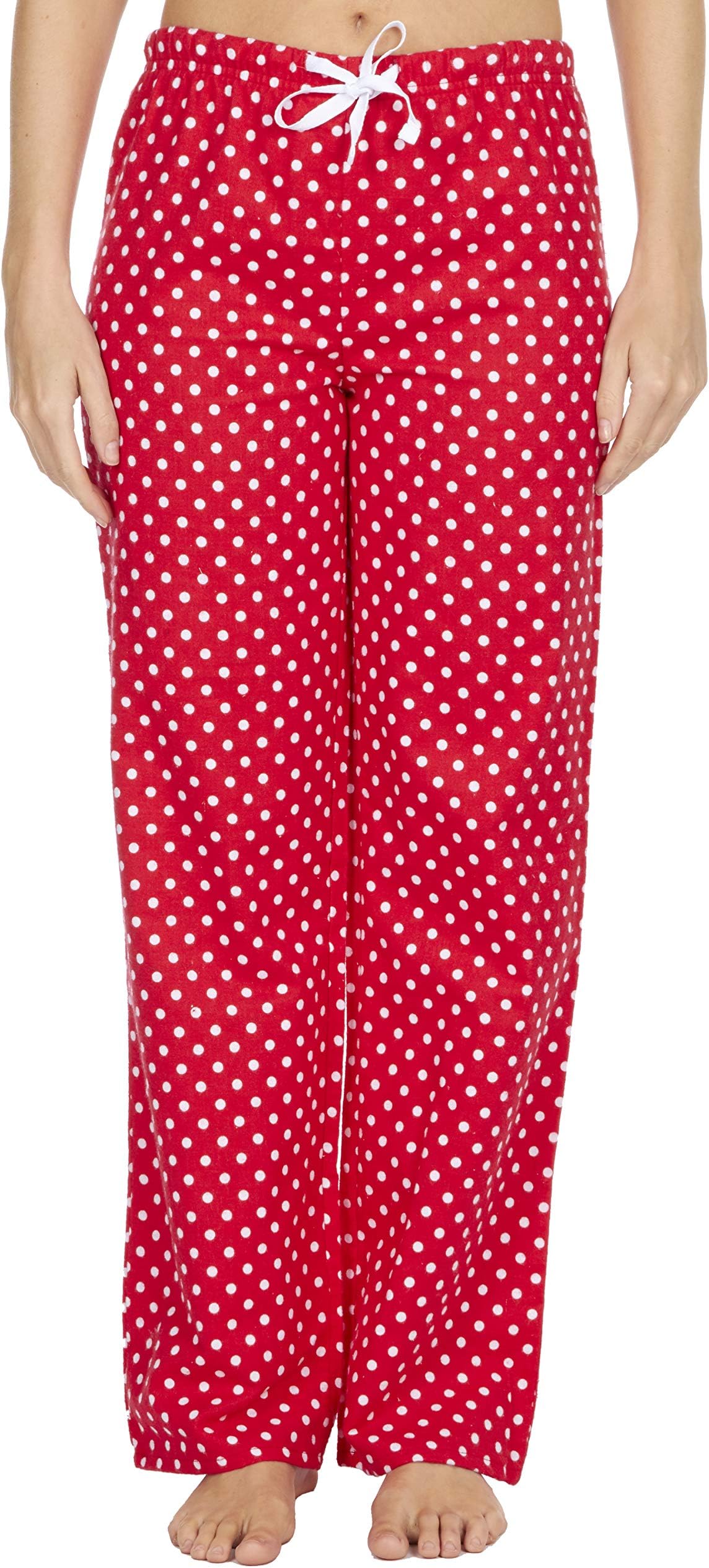 Ladies Polka Dot Print 100% Cotton Flannel PJ Pants