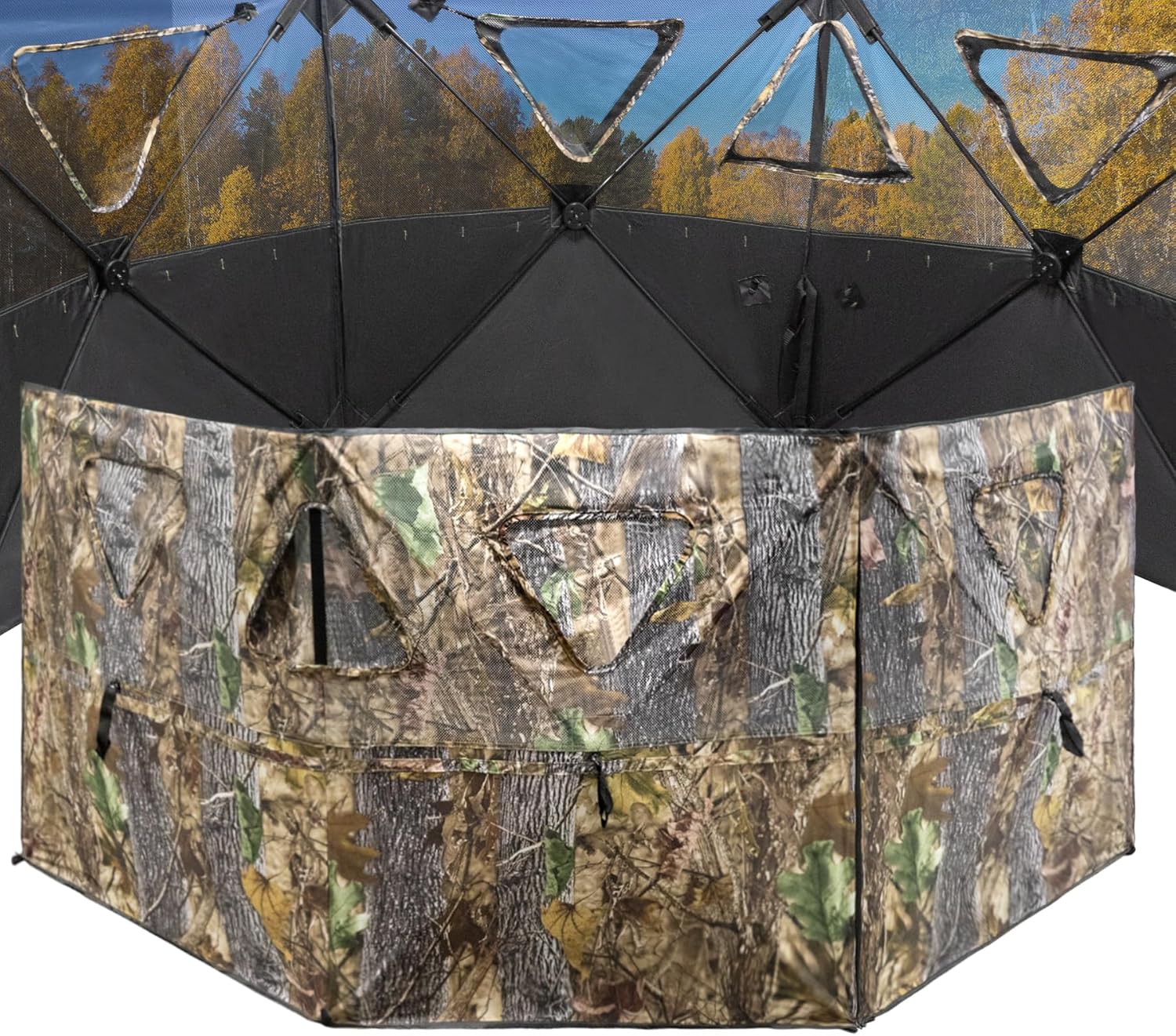 Hunting Blind 3-Panel See Through Ground Blind with Carrying Bag Portable & Silent Pop-Up Hunting Ground Blinds for Deer Waterflow Turkey Hunting
