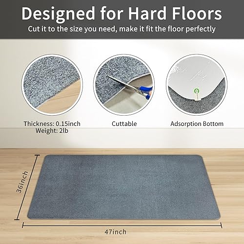 Vista 37 de SHAREWIN Tapete para silla de oficina para suelo de madera o azulejos, tapete para silla de juegos de computadora de 55 x 35 pulgadas, tapete