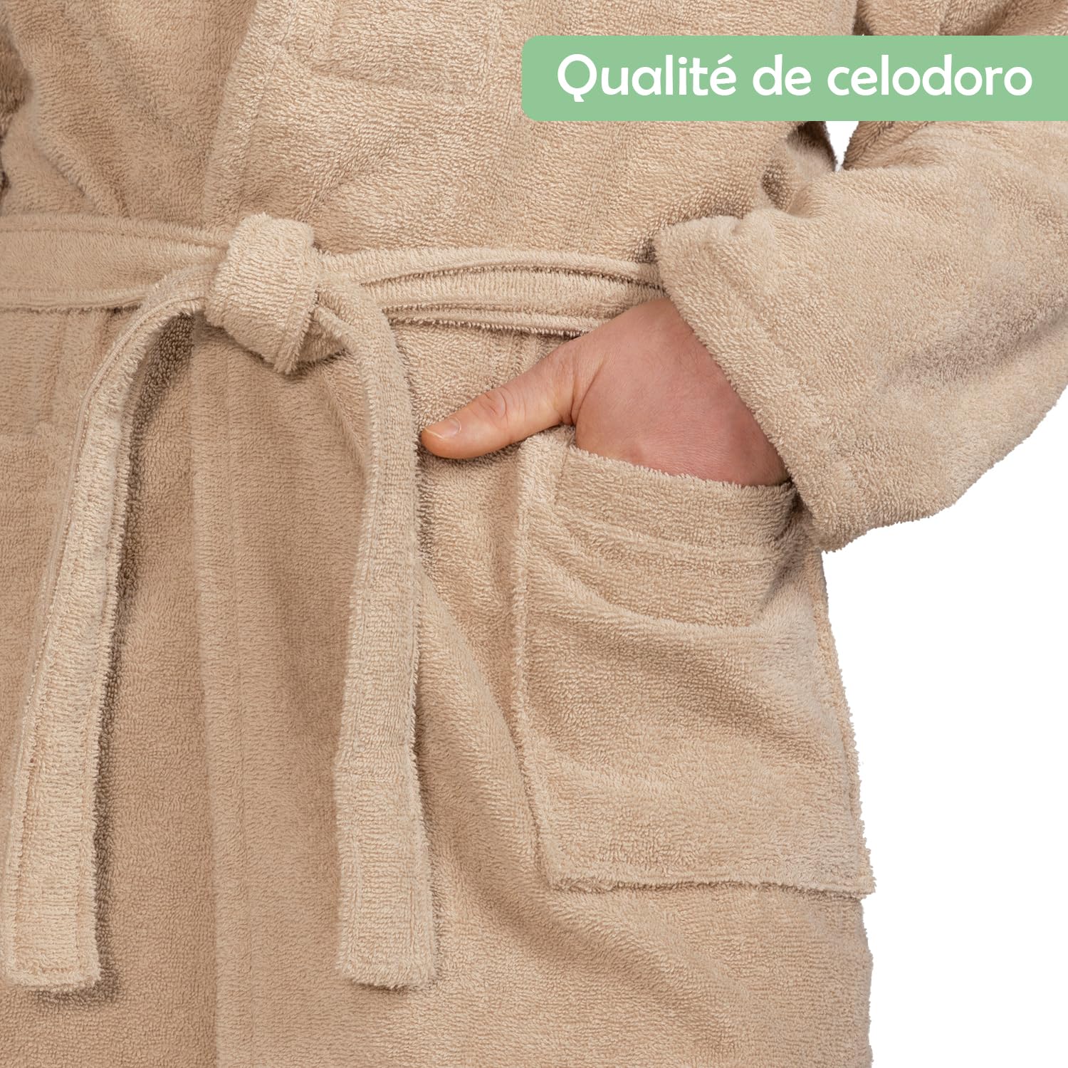 Celodoro Peignoir pour homme et femme en pur coton