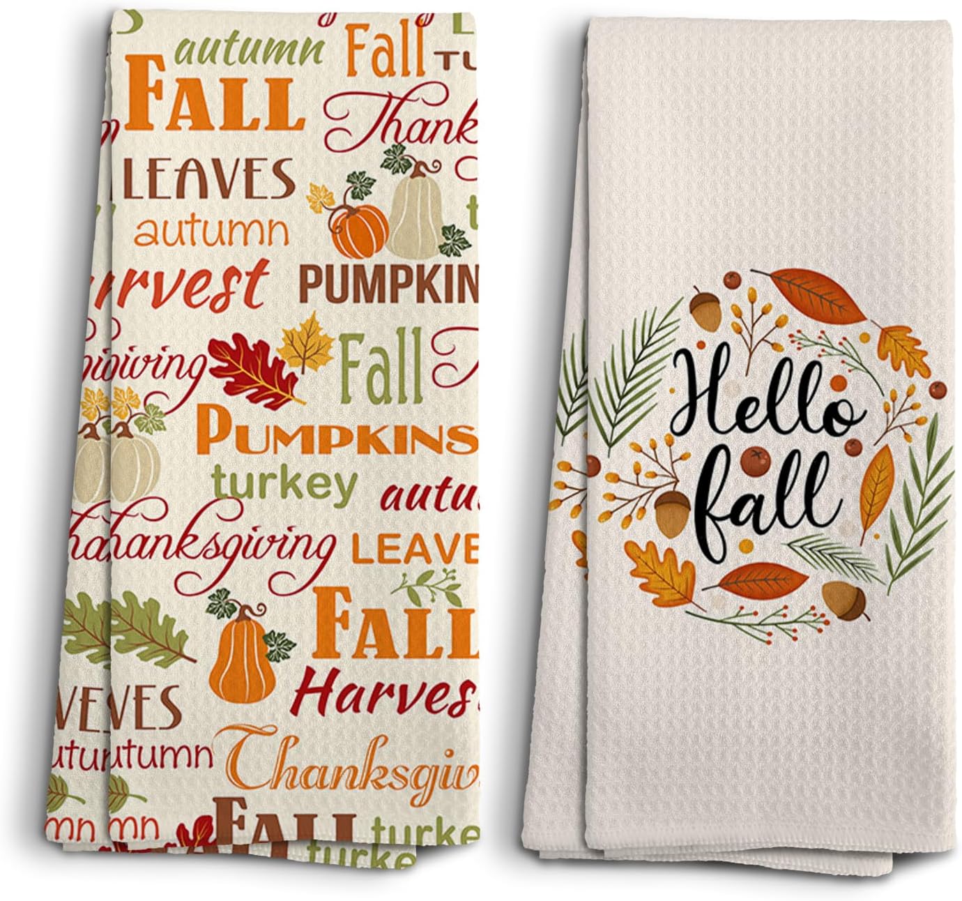 NOQL Fall Kitchen Towels, Autumn Hand Towels, Thanksgiving