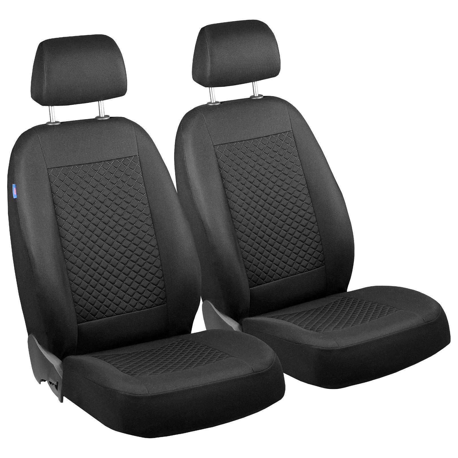 Kangoo Housses de siège avant – Pour conducteur et passager – Couleur Premium Noir Petit motif à carreaux