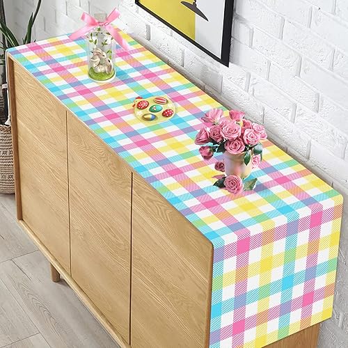 Miniatura 5 de Camino de mesa de primavera a cuadros de búfalo de 13 x 72 pulgadas decoración de temporada de primavera y verano decoración de fiesta para