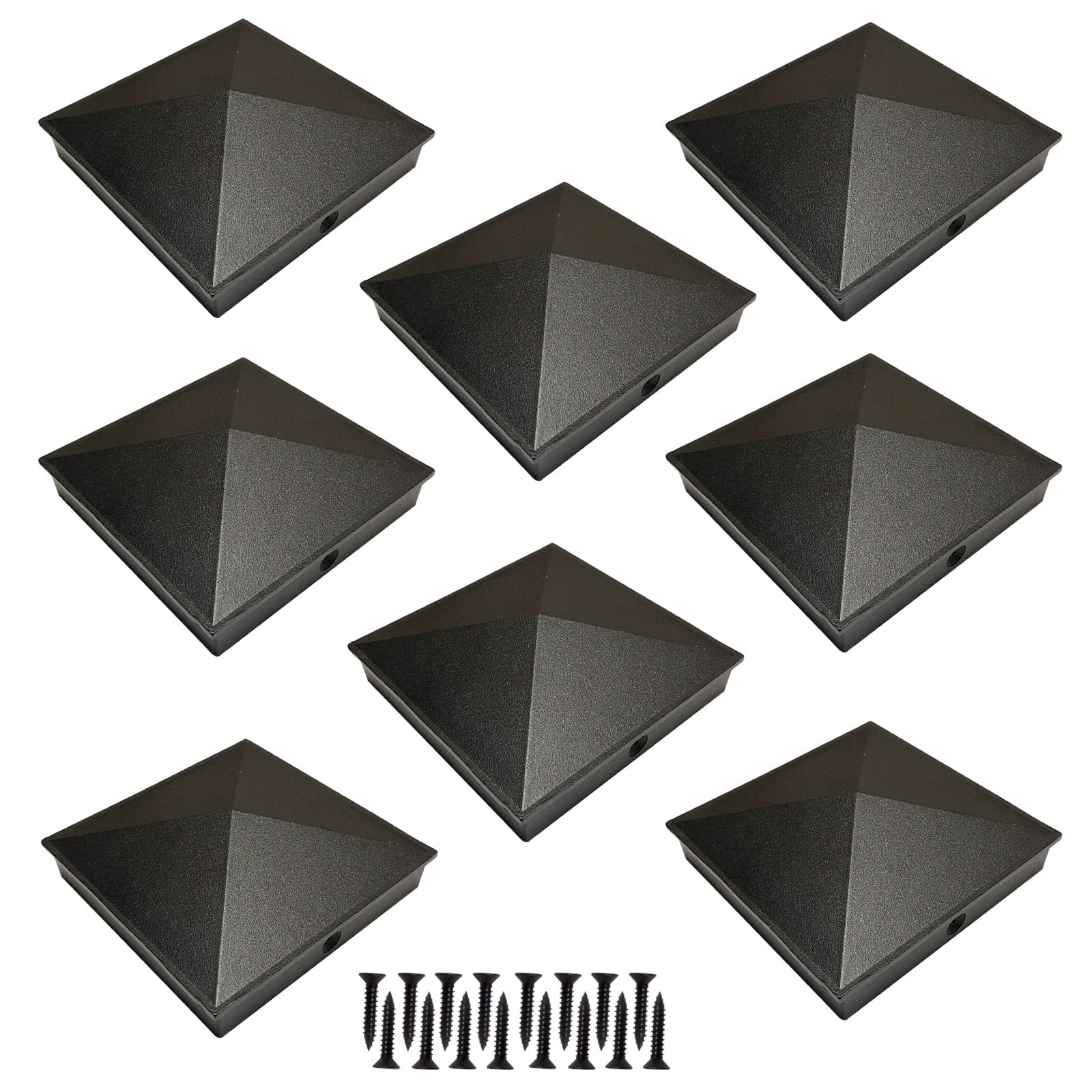 WOPPLXY Aluminium Zaunpfostenkappen – 4 Stück, Pyramidenform, Für 8,9 X 8,9 Cm Pfosten, Mit Schrauben