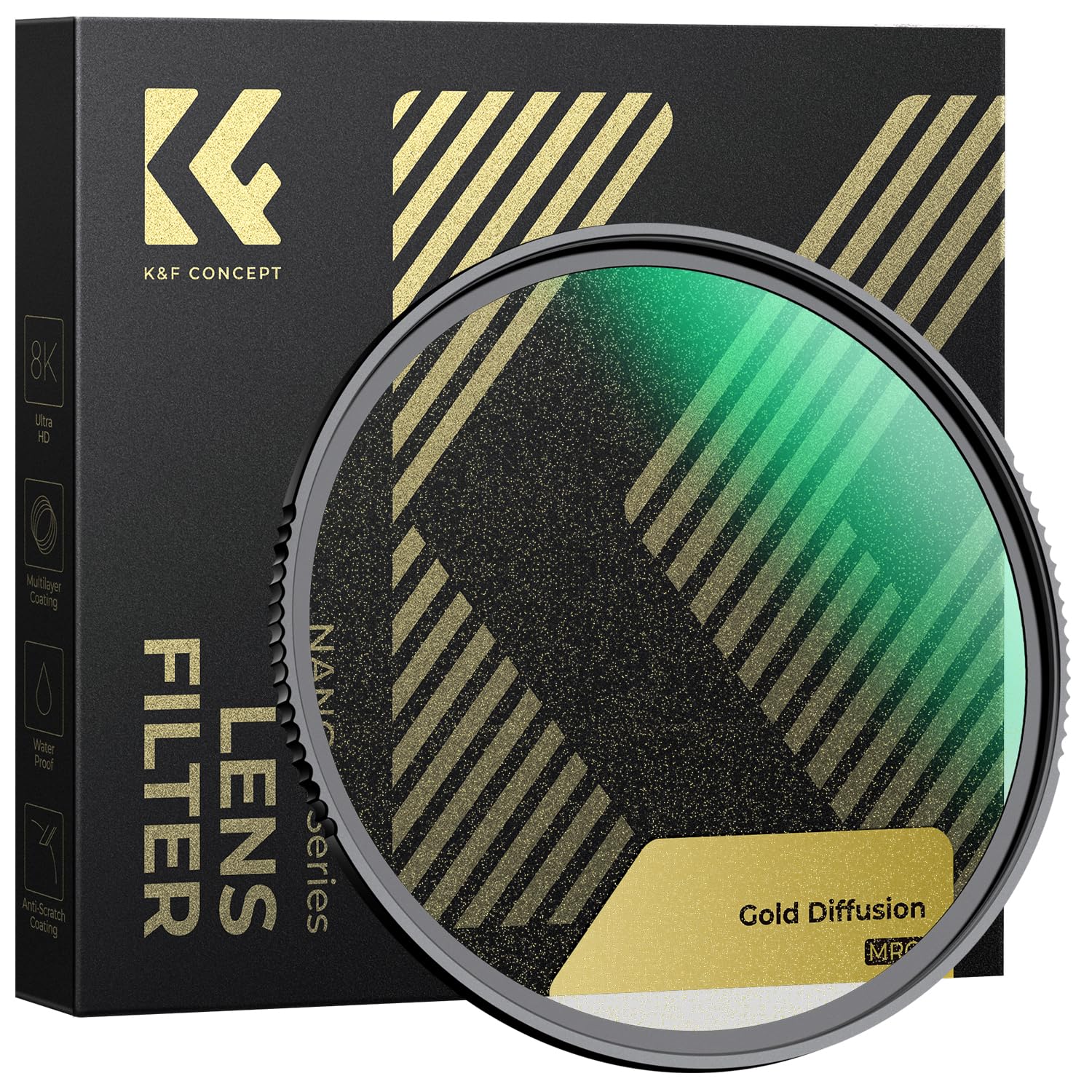 K&F CONCEPT Filter 82mm Gold Diffusion 1/4 Vintage Cinematic Optisches Glas mit Multi-Nano-Beschichtung (Nano-Xcel)