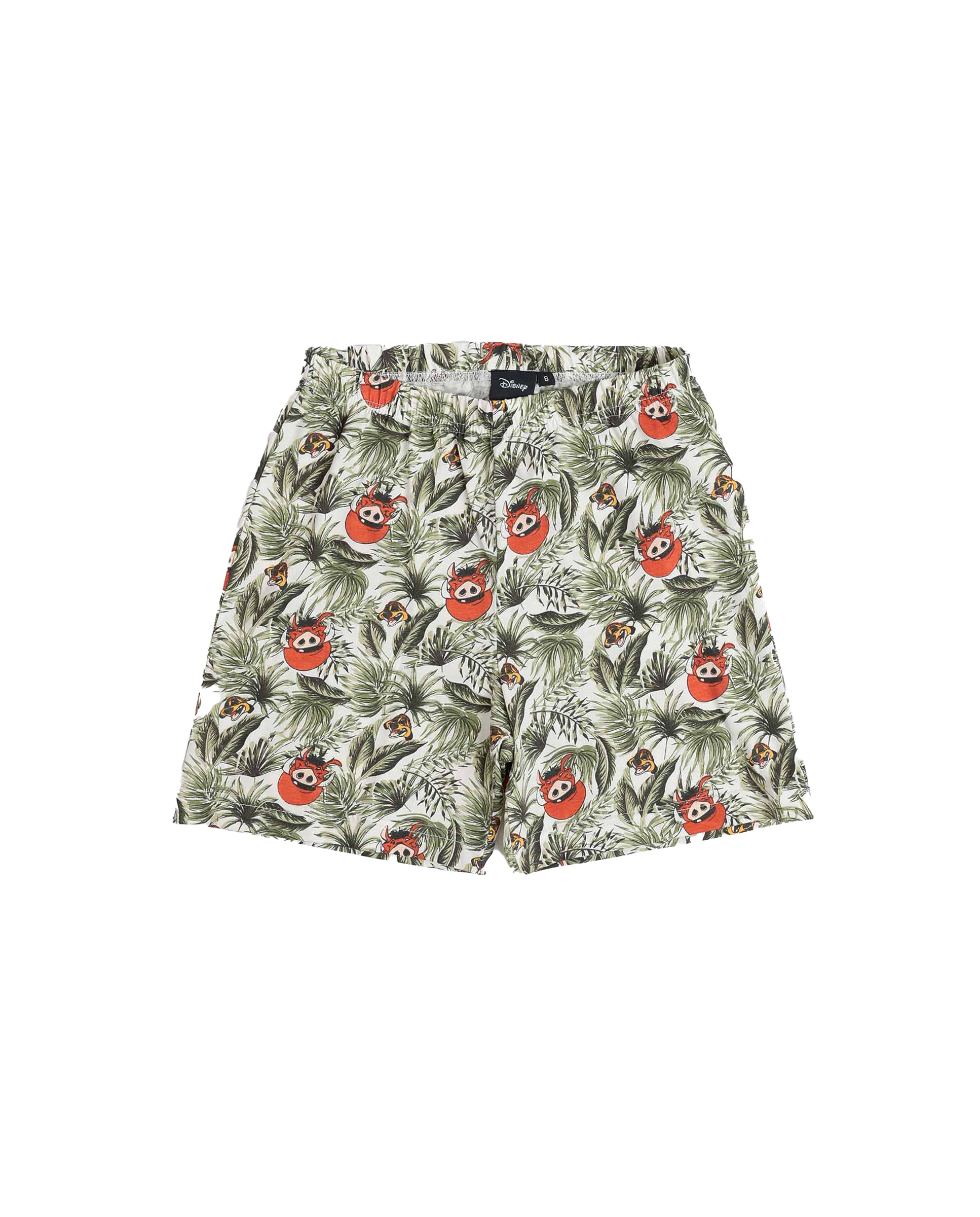 Disney Pijama niño Verano 100% algodón - Pijama Manga Corta Timon & Pumbaa para niño – pantalón Corto con Cinturilla elástica Estampado – Tejido Suave al Tacto, Caqui - Talla 8 años