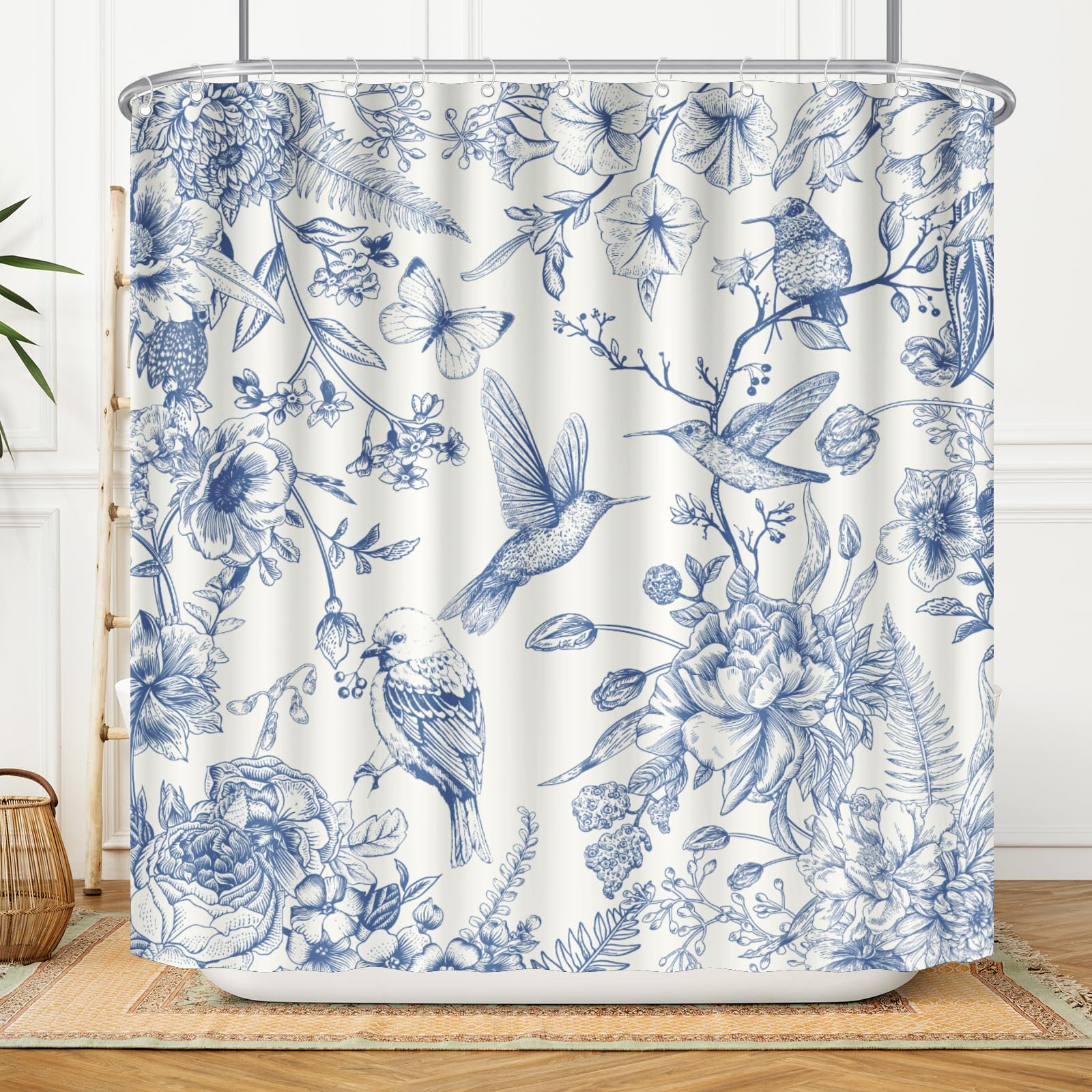 Amazon.com: Chinoiserie Blue Flowers Shower Curtain 72x72 Inch