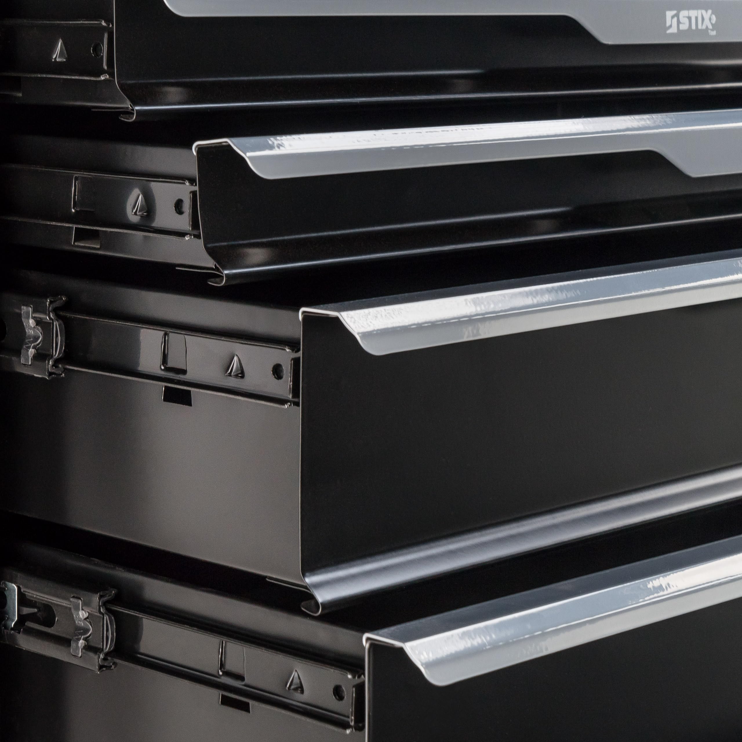 GarageGo Carrello portautensili P7 con 7 cassetti, piano in acciaio inox, chiusura centralizzata, ruote, serrabile, sottile