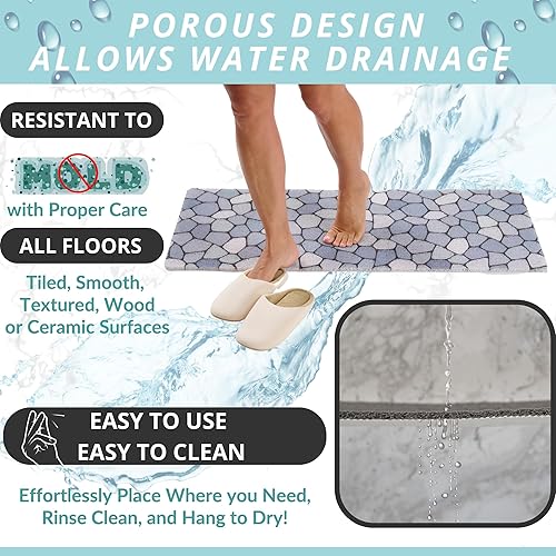 Miniatura 4 de Tapete de ducha antideslizante para bañera - Tapete de baño de lufa para baño - Tapete de baño de 40 x 16 pulgadas - Alfombra de baño antideslizante