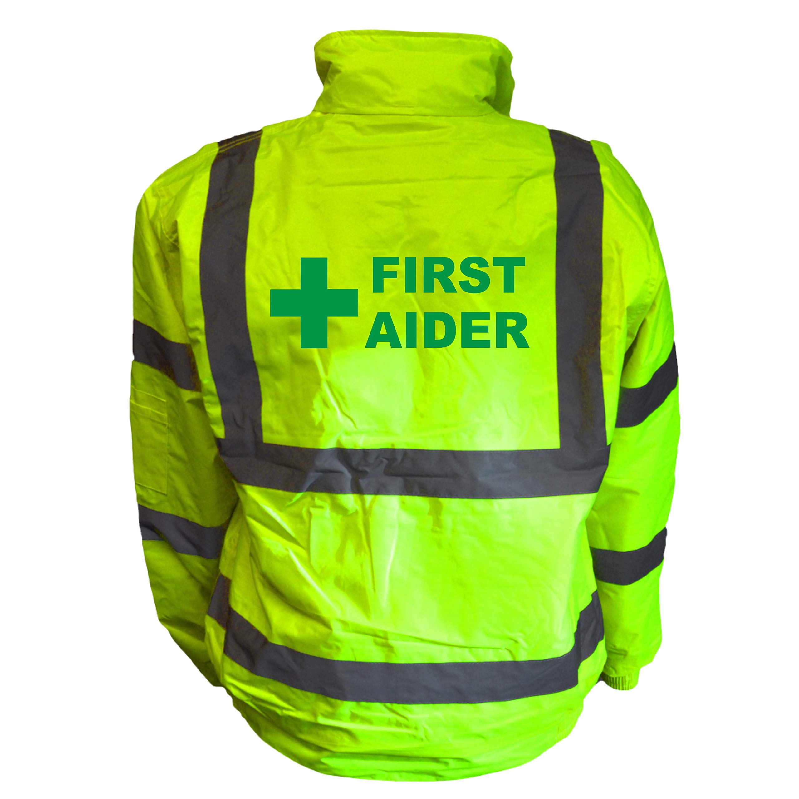 Brook Hi Vis Uk Unisex Yellow First Aider Hi Vis Bomber Jacket Reflective, Waterproof, Medical, Conforms To En20471 Class 3, High Visibility, By Brook Hi Vis, Xlarge