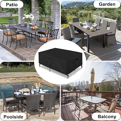 Miniatura 8 de OutdoorLines Juego de fundas impermeables para muebles de mesa de patio al aire libre, funda rectangular para sofá exterior, resistente a la