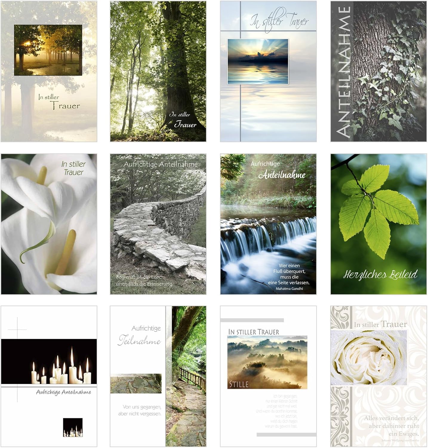 Set of 24 Sensitive Sympathy Cards (12 x 2) / Sympathy Cards with Envelope / Sympathy Card / Sympathy Card with Saying Write (Double Cards/Folding Cards)
