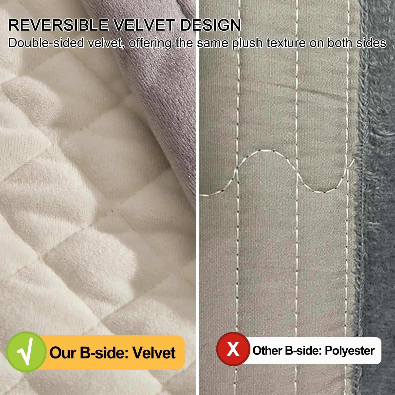 tohrisa 3-teiliges Bettwäsche-Set aus Samt für King-Size-Bett, ultraweiche Bettwäsche mit 2 Kissenbezügen, leichte, wendbare Tagesdecke mit karierter Steppung für alle Jahreszeiten, Königsblau/Weiß,