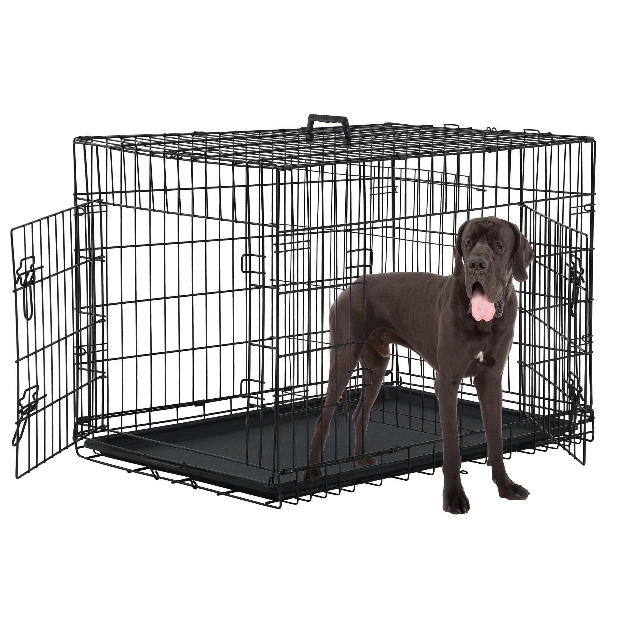48 Inch Extra Large Dog Crates for Medium Dogs Double-Door Folding XXL Dog Crates for Large Dogs Indoor/Outdoor Dog Cages for Large Dogs Metal Wire