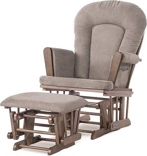 Child Craft Tranquil Glider - Juego de balancín y otomano, cojín acolchado con bolsillos de almacenamiento, base de madera maciza y marco (marco