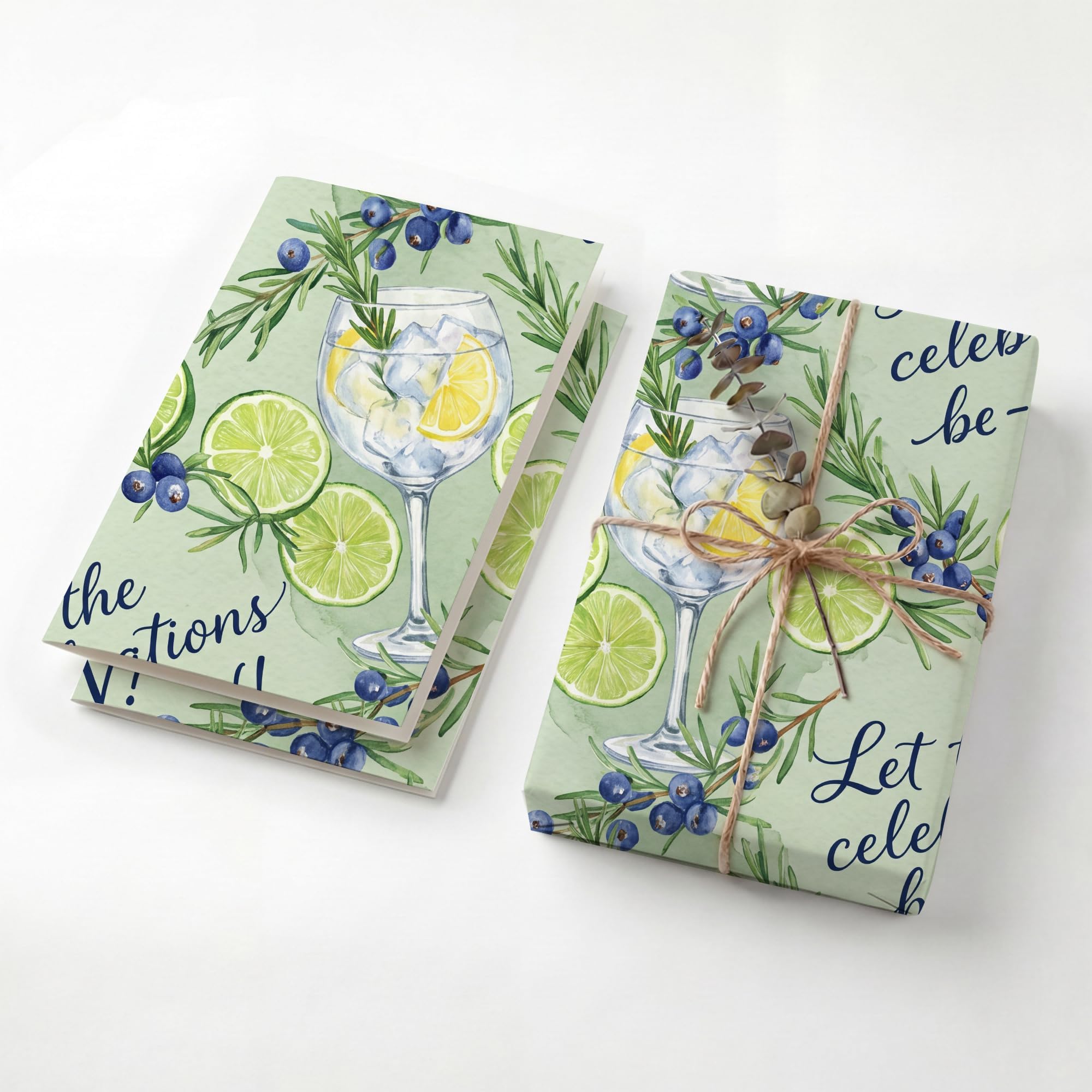 SHSEEN Gin Cocktail Wrapping Paper, 19.6 x 27.5 in, 2 Sheets